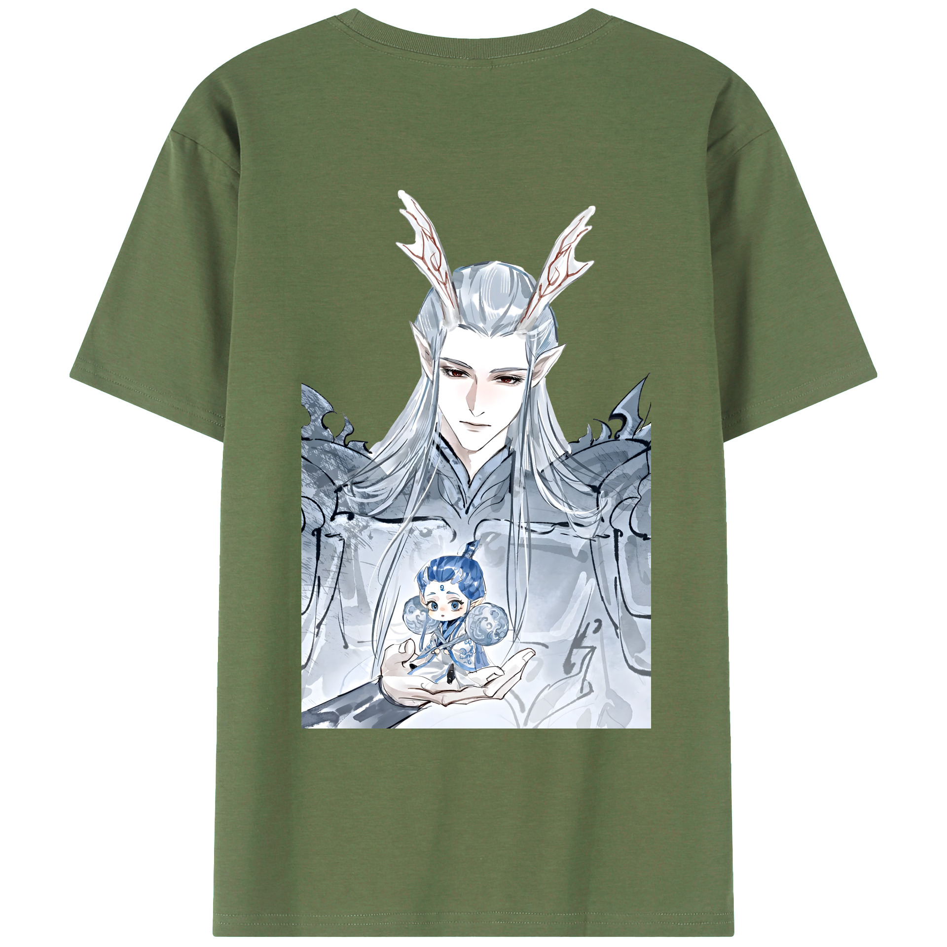 （画像用） Ne Zha 2 ナタ 魔童の大暴れ 綿100％ メンズ半袖Tシャツ（バックプリント） 通気性